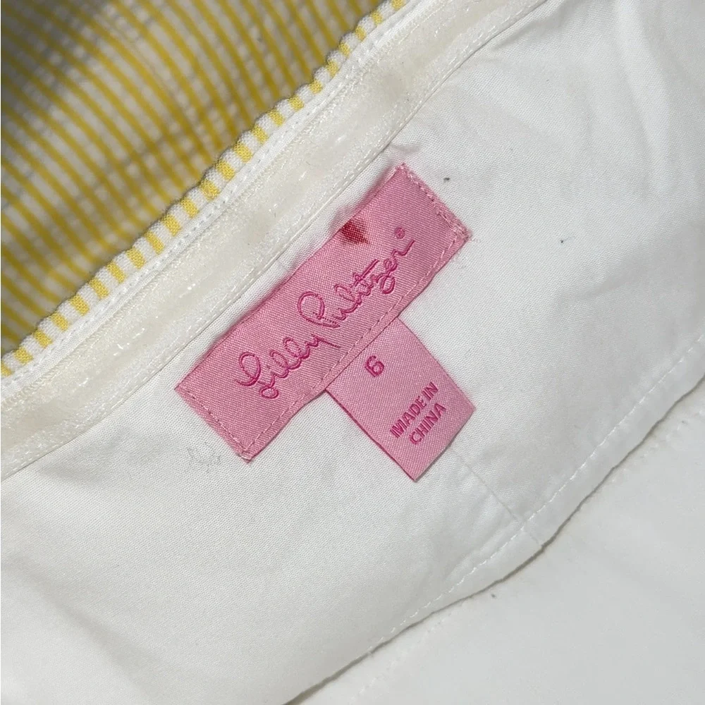 Lilly Pulitzer Franco Pinstripe Seer Sucker Dress Yellow size 6 - Picture 6 of 7